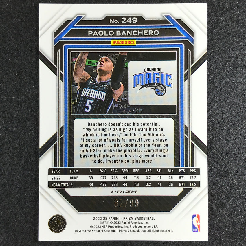 2022-23 Prizm Paolo Banchero Rookie Purple Prizm 82/99