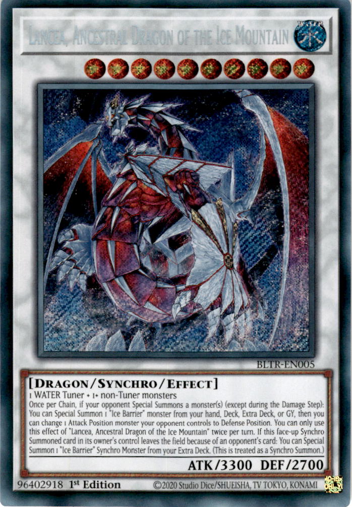 Lancea, Ancestral Dragon of the Ice Mountain - BLTR-EN005 - Secret Rare 1st Edition