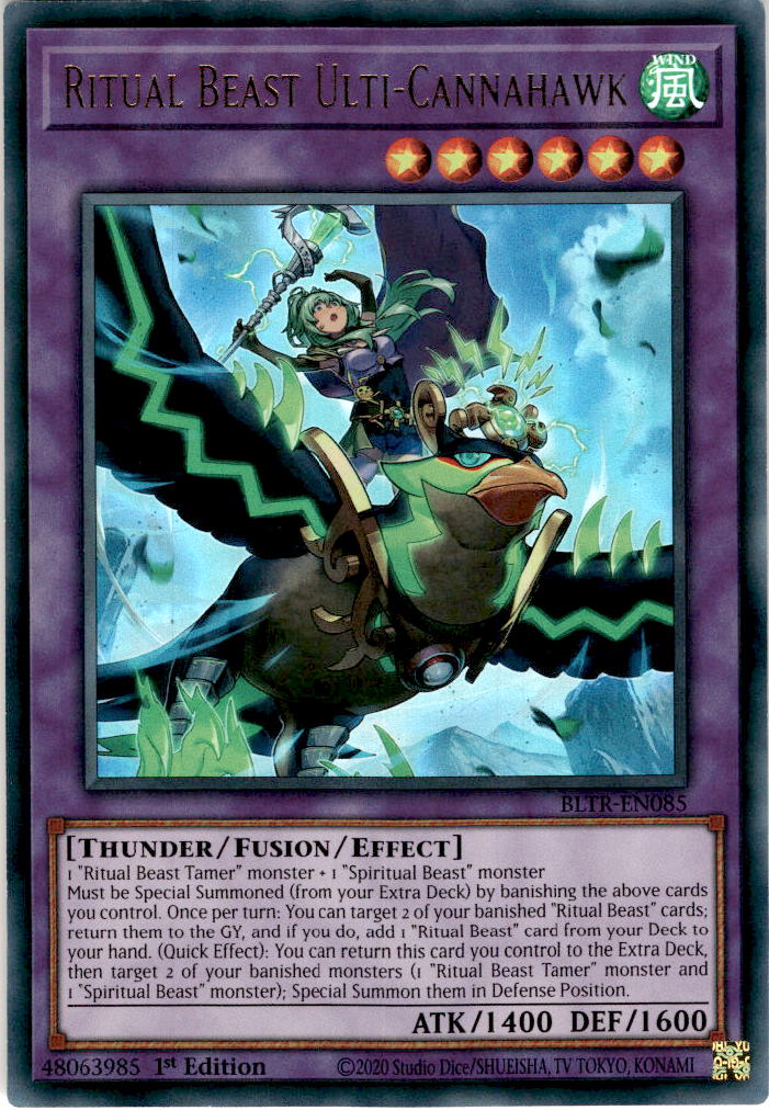 ALTERNATE ART Ritual Beast Ulti-Cannahawk - BLTR-EN085 - Ultra Rare 1st Edition