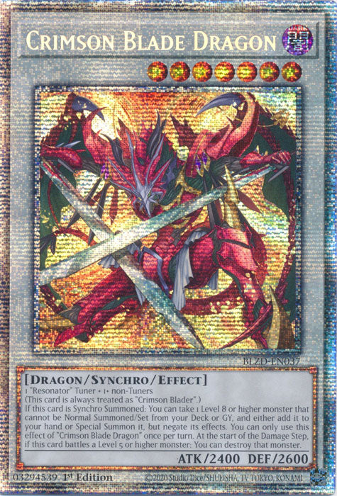 [STARLIGHT RARE] Crimson Blade Dragon - (BLZD-EN037) - Starlight Rare 1st Edition