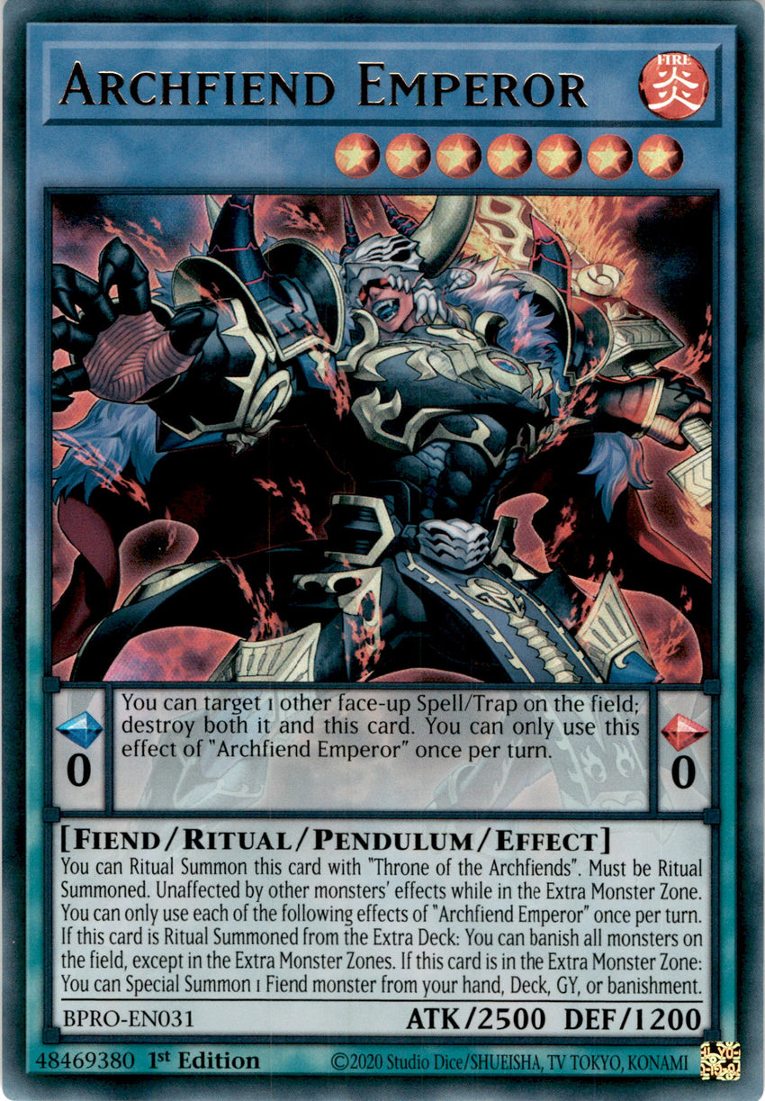 Archfiend Emperor - (BPRO-EN031) - [Ultra Rare] 1st Edition