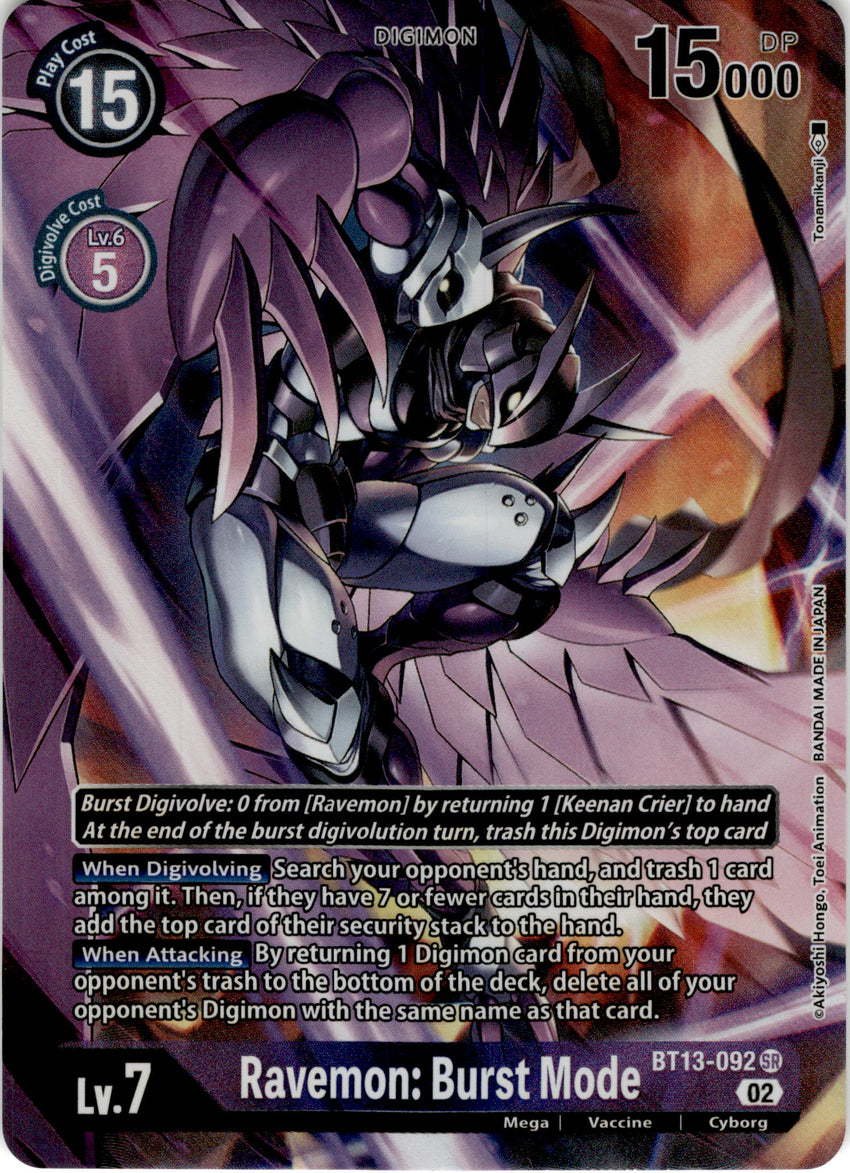 [ALTERNATE ART] Ravemon Burst Mode BT13-092 SR - Rare BT13 Versus Royal Knights