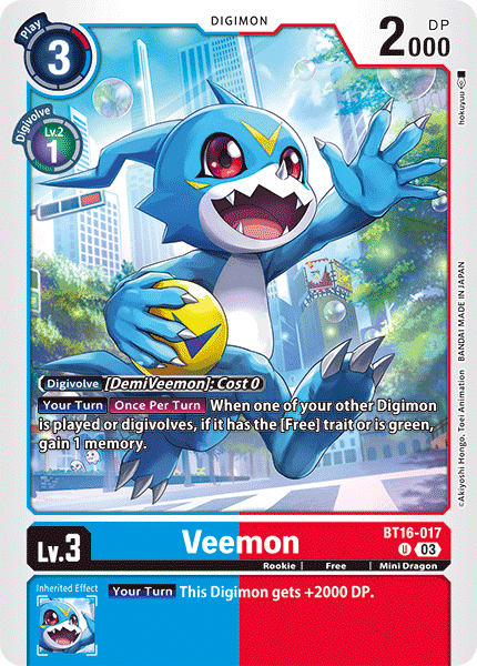 Veemon BT16-017 - Uncommon BT16 Beginning Observer
