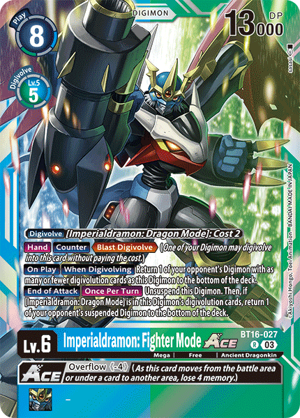 Imperialdramon: Fighter Mode ACE BT16-027 - Rare BT16 Beginning Observer