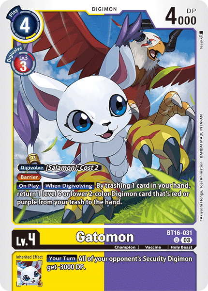 Gatomon BT16-031 - Uncommon BT16 Beginning Observer