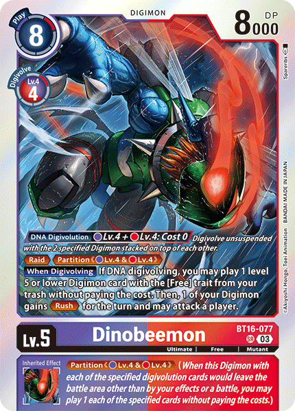 Dinobeemon BT16-077 - Super Rare BT16 Beginning Observer