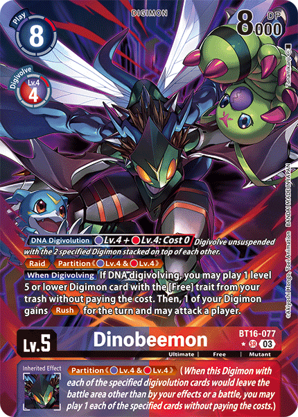 ALTERNATE ART Dinobeemon BT16-077 - SR BT16 Beginning Observer