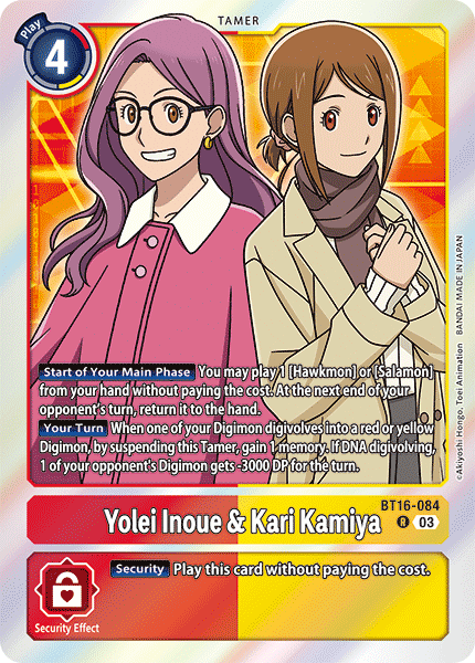 Yolei Inoue & Kari Kamiya BT16-084 - Rare BT16 Beginning Observer