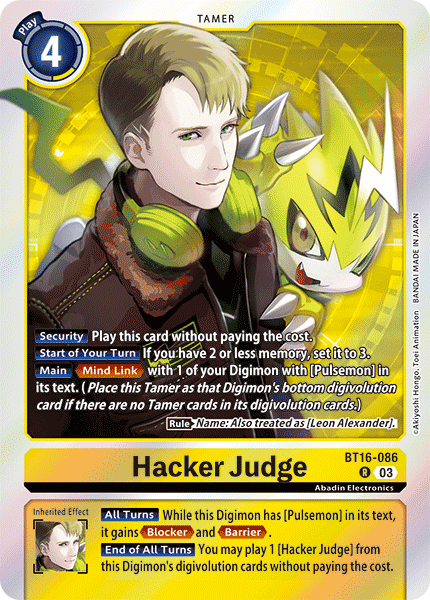 Hacker Judge BT16-086 - Rare BT16 Beginning Observer
