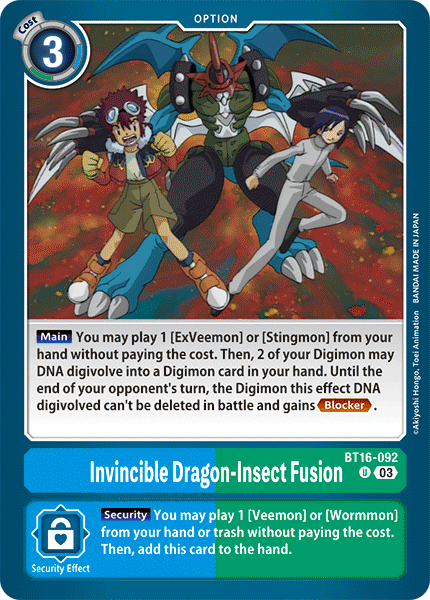 Invincible Dragon-Insect Fusion BT16-092 - Uncommon BT16 Beginning Observer
