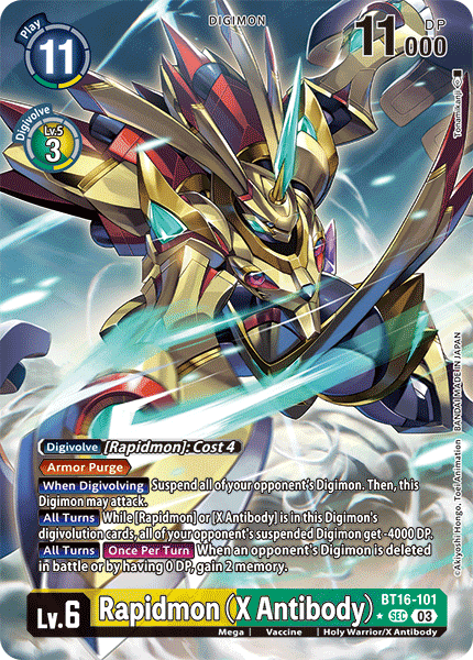 ALTERNATE ART Rapidmon (X Antibody) BT16-101 - SEC BT16 Beginning Observer