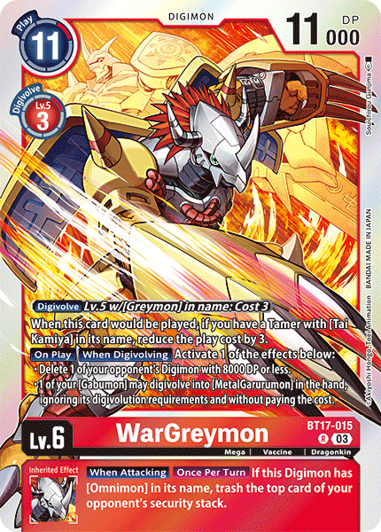 WarGreymon BT17-015 - Rare BT17 Secret Crisis