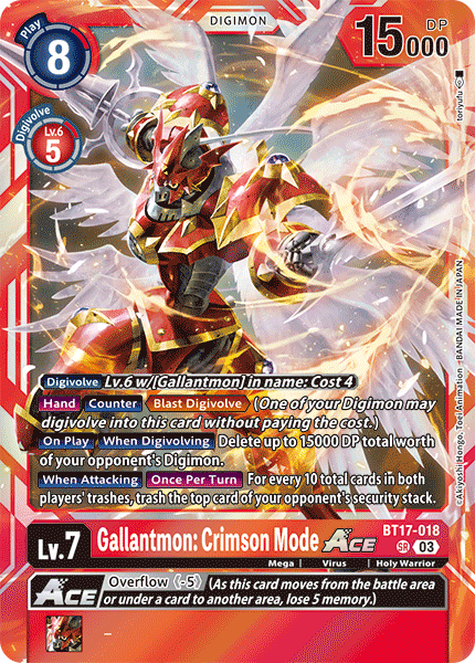 Gallantmon: Crimson Mode ACE BT17-018 - Super Rare BT17 Secret Crisis