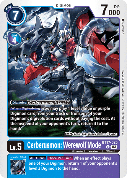 Cerberusmon: Werewolf Mode BT17-025 - Uncommon BT17 Secret Crisis
