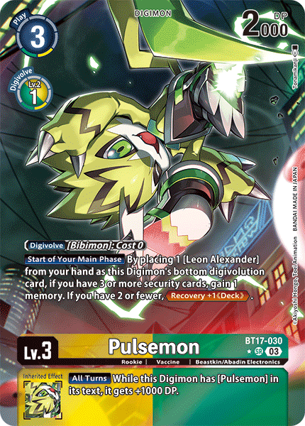 ALTERNATE ART Pulsemon BT17-030 - SR BT17 Secret Crisis