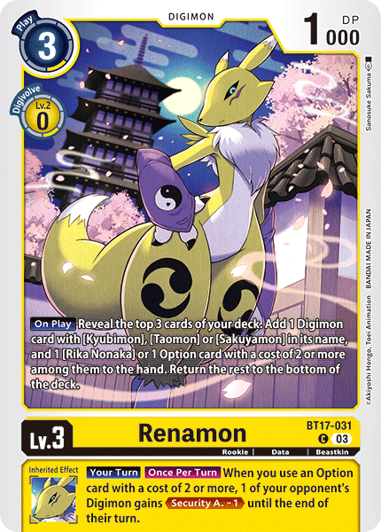Renamon BT17-031 - Common BT17 Secret Crisis