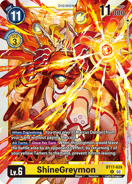 ShineGreymon BT17-039 - Rare BT17 Secret Crisis
