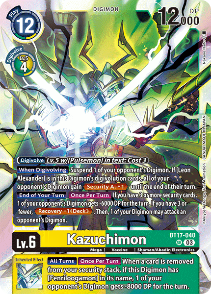 Kazuchimon BT17-040 - Super Rare BT17 Secret Crisis