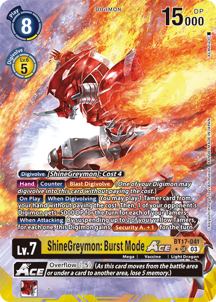 ALTERNATE ART ShineGreymon: Burst Mode ACE BT17-041 - SR BT17 Secret Crisis