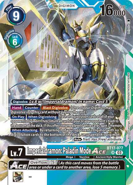 Imperialdramon: Paladin Mode ACE BT17-077 - Super Rare BT17 Secret Crisis