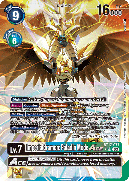 ALTERNATE ART Imperialdramon: Paladin Mode ACE BT17-077 - SR BT17 Secret Crisis