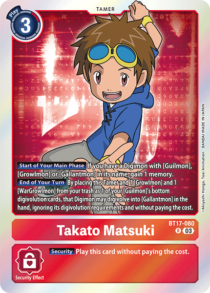 Takato Matsuki BT17-080 - Rare BT17 Secret Crisis