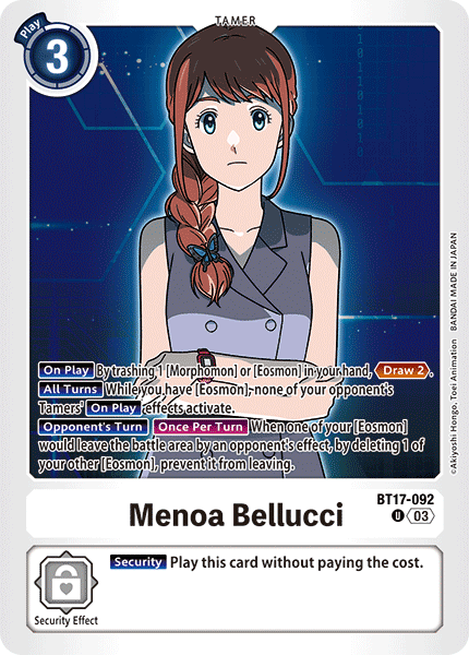 Menoa Bellucci BT17-092 - Uncommon BT17 Secret Crisis