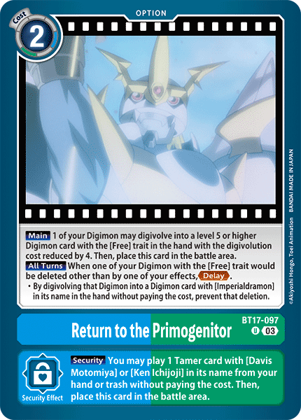Return to the Primogenitor BT17-097 - Uncommon BT17 Secret Crisis