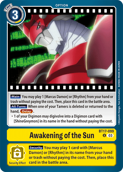 Awakening of the Sun BT17-099 - Uncommon BT17 Secret Crisis
