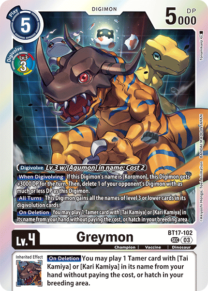 Greymon BT17-102 - Secret Rare BT17 Secret Crisis