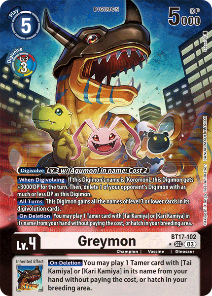 ALTERNATE ART Greymon BT17-102 - SEC BT17 Secret Crisis