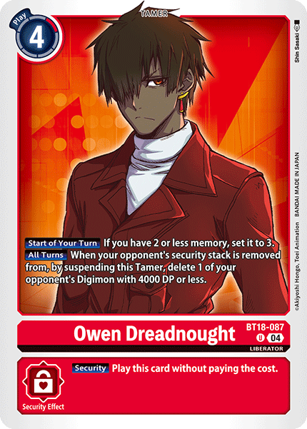 Owen Dreadnought BT18-087 - Uncommon BT18-19 Special Booster VER 2.0