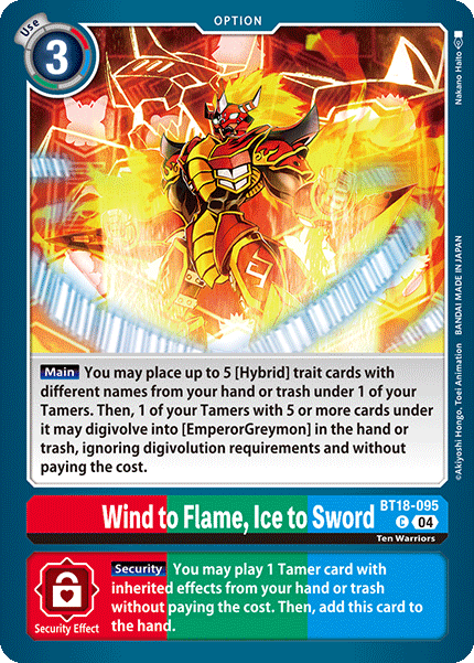 Wind to Flame Ice to Sword BT18-095 - Common BT18-19 Special Booster VER 2.0