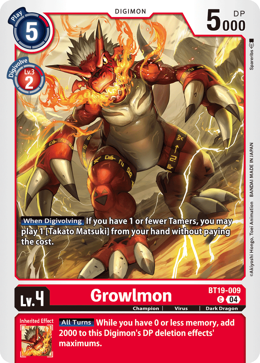 Growlmon BT19-009 Common -  BT19-20 Special Booser VER 2.5