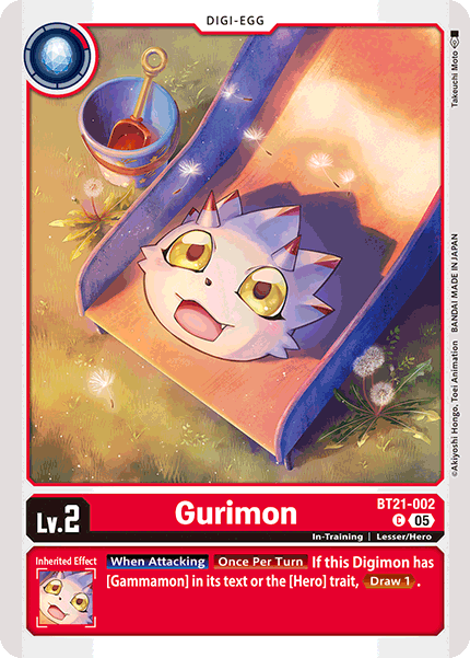 PLAYSET (4) 4x Gurimon BT21-002 - Common BT21 World Convergence