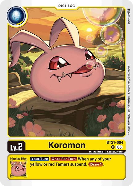 PLAYSET (4) 4x Koromon BT21-004 - Common BT21 World Convergence