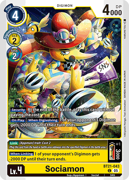 PLAYSET (4) 4x Sociamon BT21-043 - Common BT21 World Convergence