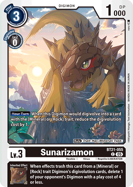 PLAYSET (4) 4x Sunarizamon BT21-055 - Common BT21 World Convergence