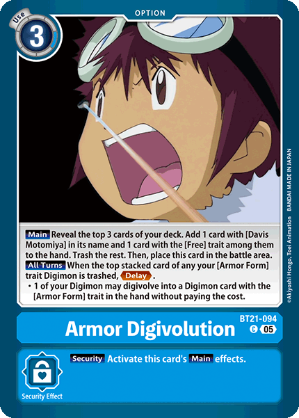PLAYSET (4) 4x Armor Digivolution BT21-094 - Common BT21 World Convergence