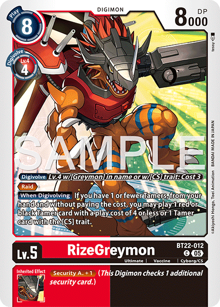 RizeGreymon (BT22-012) - Common BT22 Cyber Eden