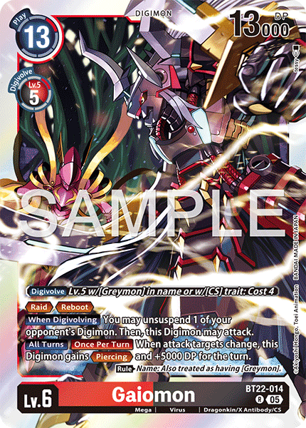 Gaiomon (BT22-014) - Rare BT22 Cyber Eden