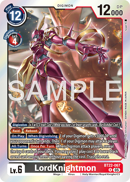 LordKnightmon (BT22-067) - Rare BT22 Cyber Eden