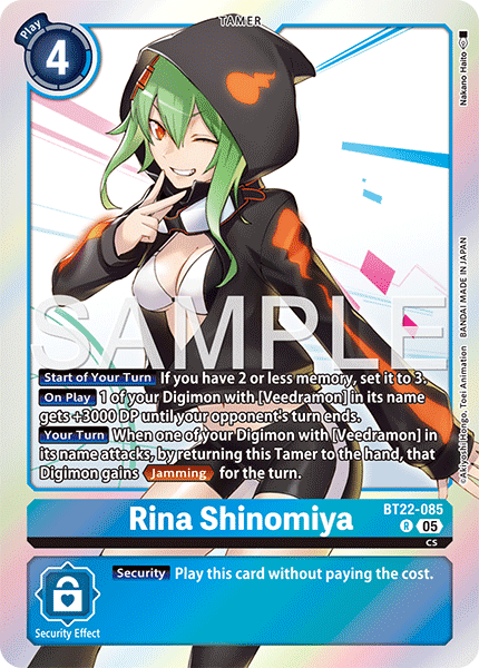 Rina Shinomiya (BT22-085) - Rare BT22 Cyber Eden