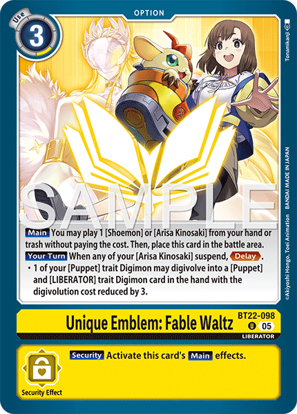 Unique Emblem: Fable Waltz (BT22-098) - Uncommon BT22 Cyber Eden