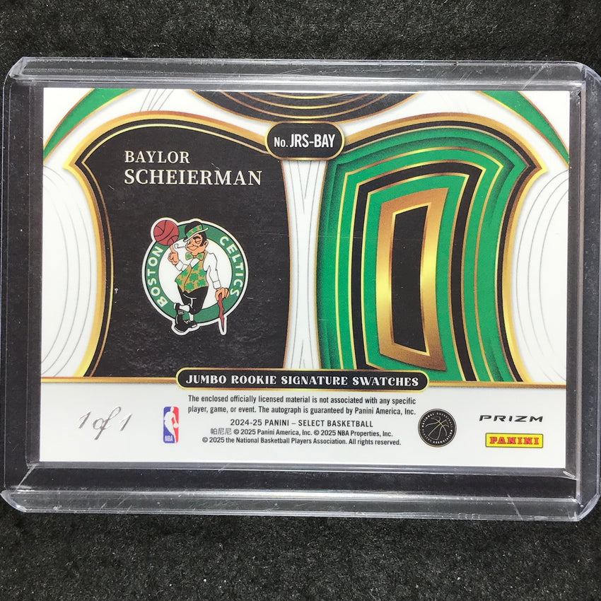 2024-25 Select BAYLOR SCHEIERMAN Jumbo Rookie Swatches Patch Auto Black 1/1