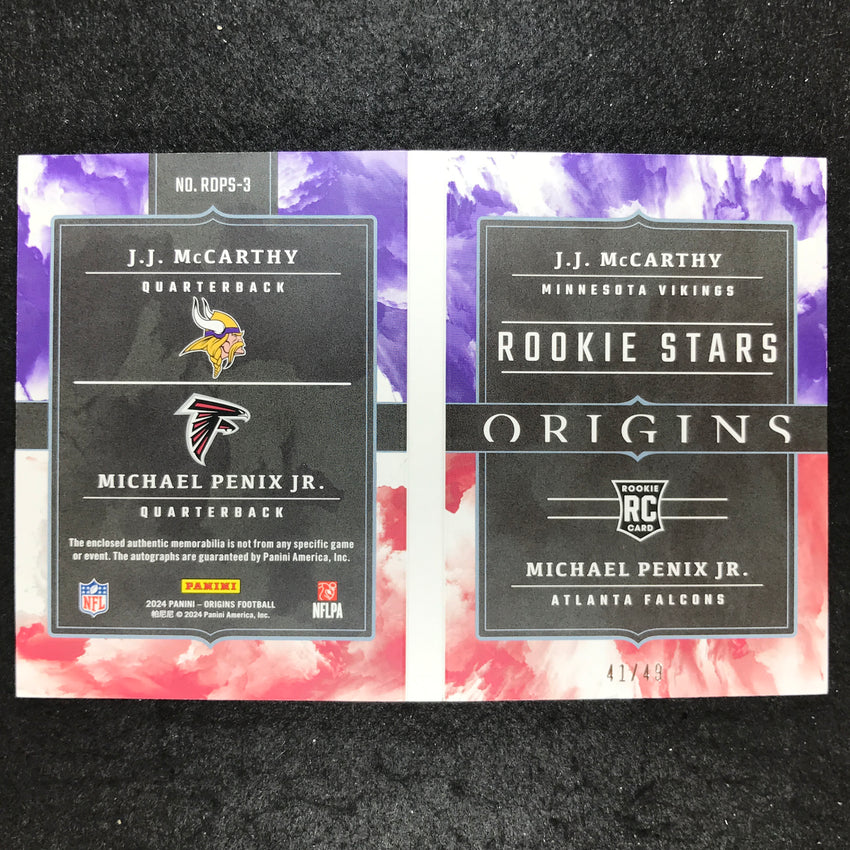 2024 Origins Football MCCARTHY PENIX JR. Rookie Dual Patch Auto Booklet 41/49