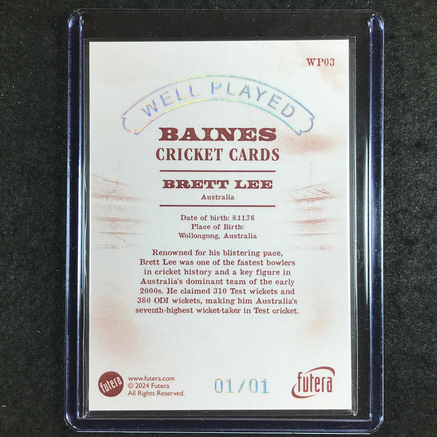 2024 Futera Vintage Cricket BRETT LEE Well Played Platinum 1/1 #3