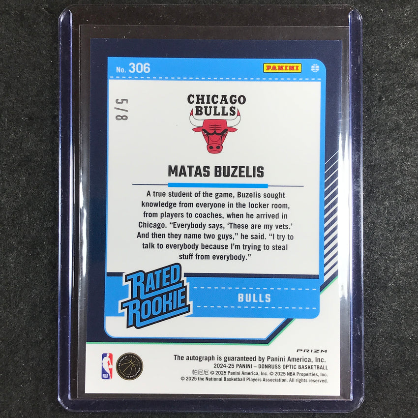 2024-25 Donruss Optic MATAS BUZELIS Rated Rookie Auto Choice Black Gold 5/8 #306