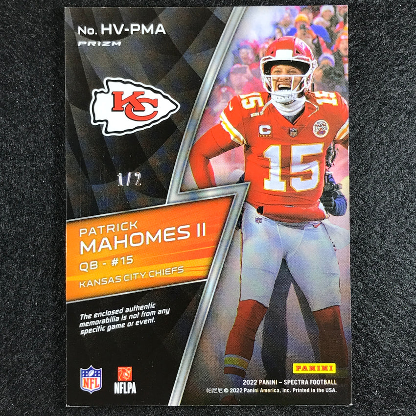 2022 Spectra Patrick Mahomes High Voltage Relic Patch Nebula Tag 1/2