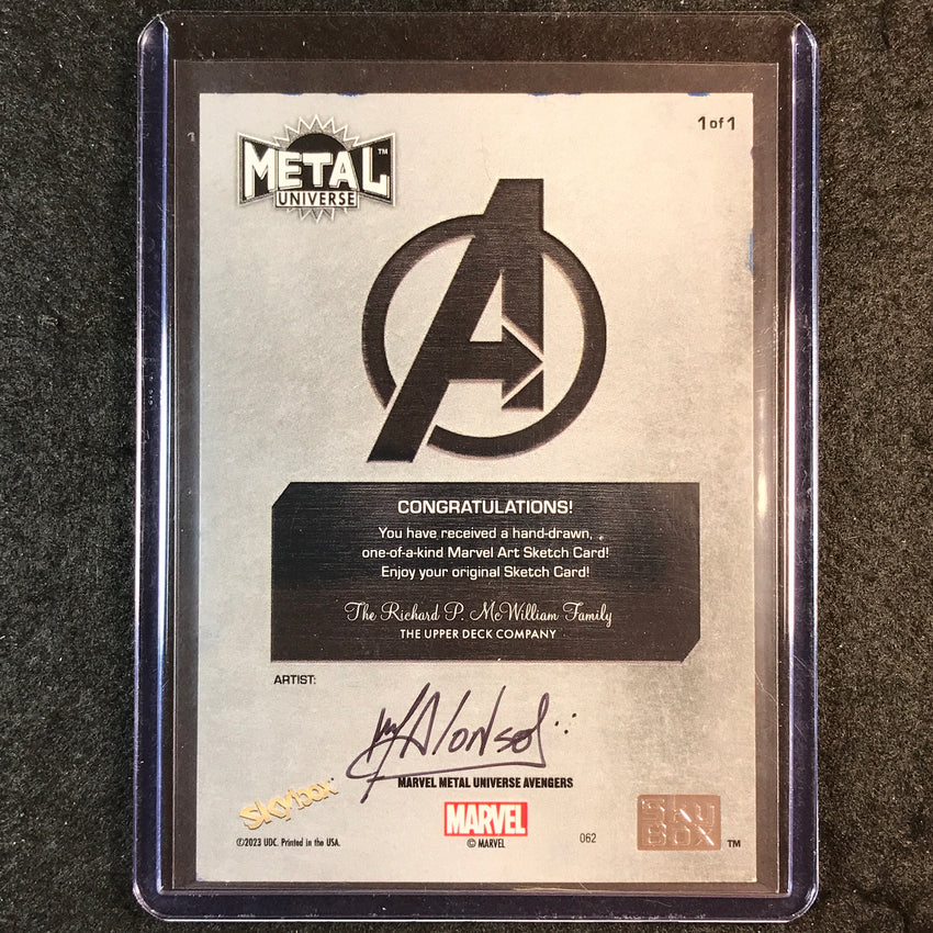 2024 Marvel Metal Universe Avengers CAPTAIN MARVEL Sketch 1/1 MAURICIO ALONSO